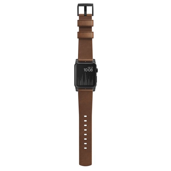 Nomad Modernes Lederarmband für das  Apple Watch Series 1 t/m 11 / SE / Ultra (44/45/46/49 mm) - Brown / Black