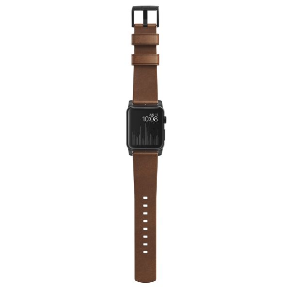 Nomad Modernes Lederarmband für die Apple Watch Series 1 bis 10 / SE / Ultra (2) (44/45/46/49 mm) - Braun/Schwarz