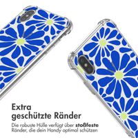 imoshion Design Hülle mit Band Apple iPhone X / Xs - Cobalt Blue Flowers Connect