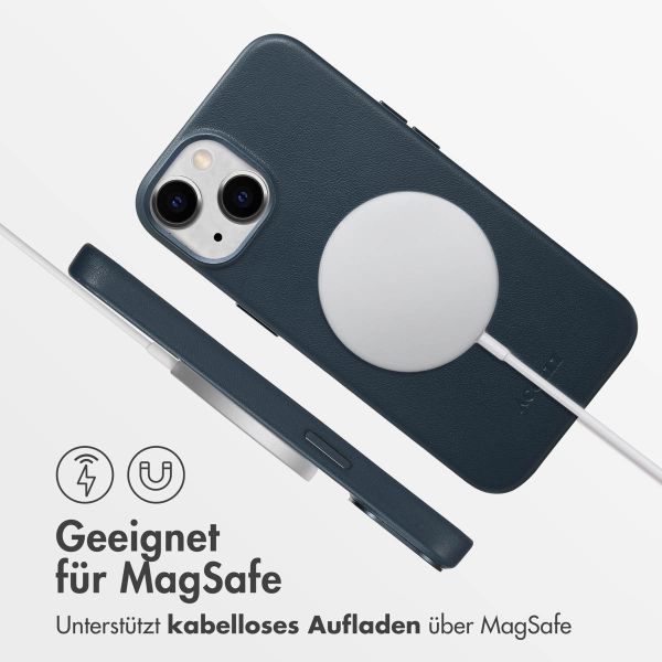 Accezz MagSafe Leather Backcover für das iPhone 14 - Nightfall Blue