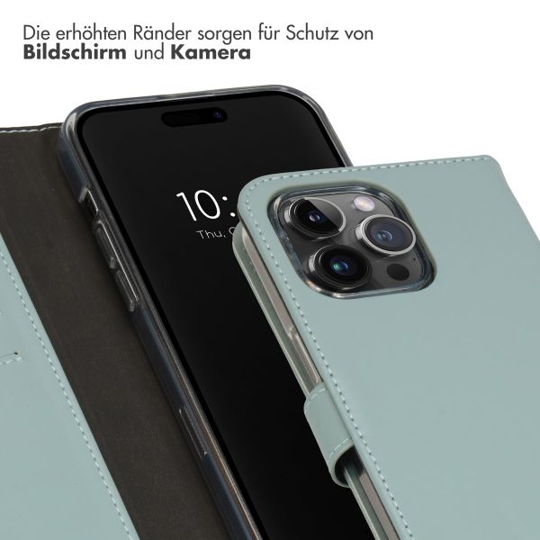 Selencia Echtleder Klapphülle Apple iPhone 15 Pro Max - Air Blue
