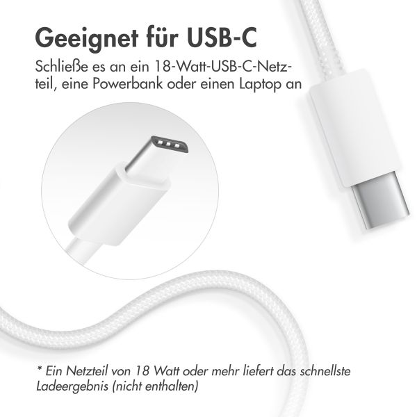 Accezz Wireless Charger USB-C | Drahtloses MagSafe- und Qi2-Ladegerät - 1 Meter - Weiß