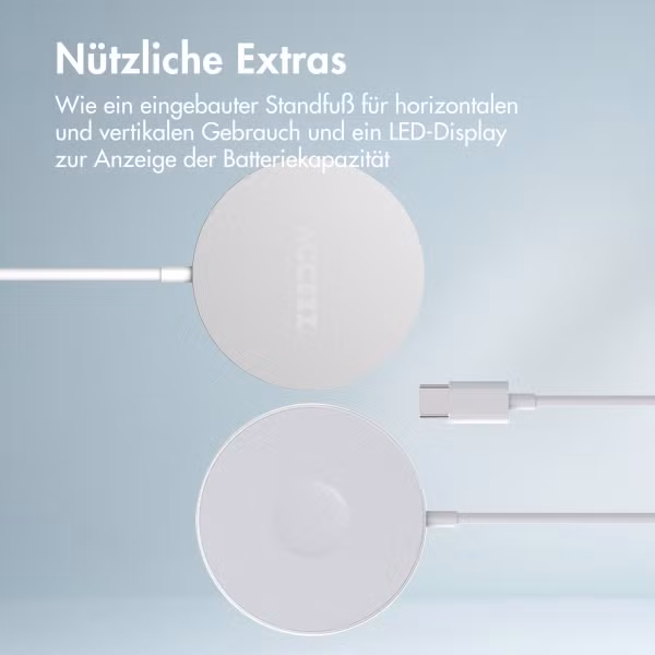 Accezz Wireless Charger USB-C - MagSafe kabelloses Ladegerät - 1 Meter - Weiß