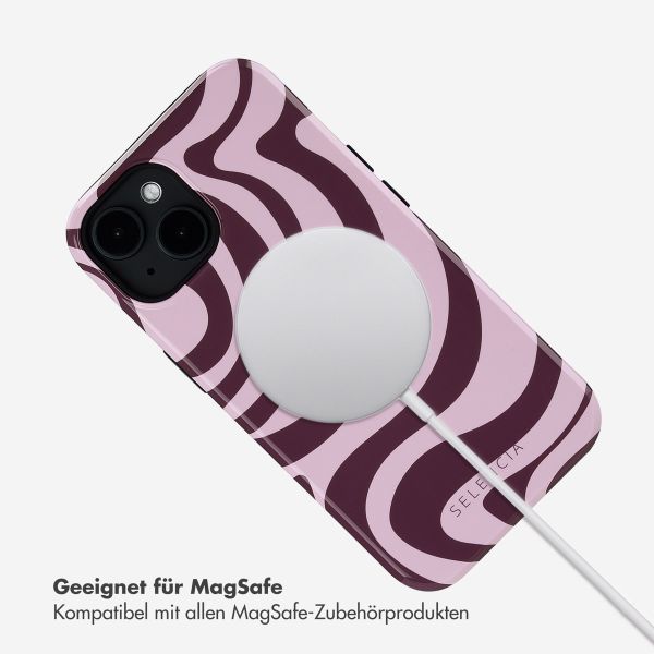 Selencia Vivid Tough Back Cover MagSafe für das iPhone 14 - Wavy Swirl Pink Plum