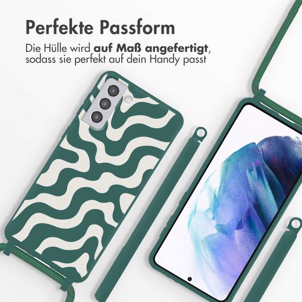 imoshion Silikonhülle design mit Band für das Samsung Galaxy S21 Plus - Petrol Green Groovy