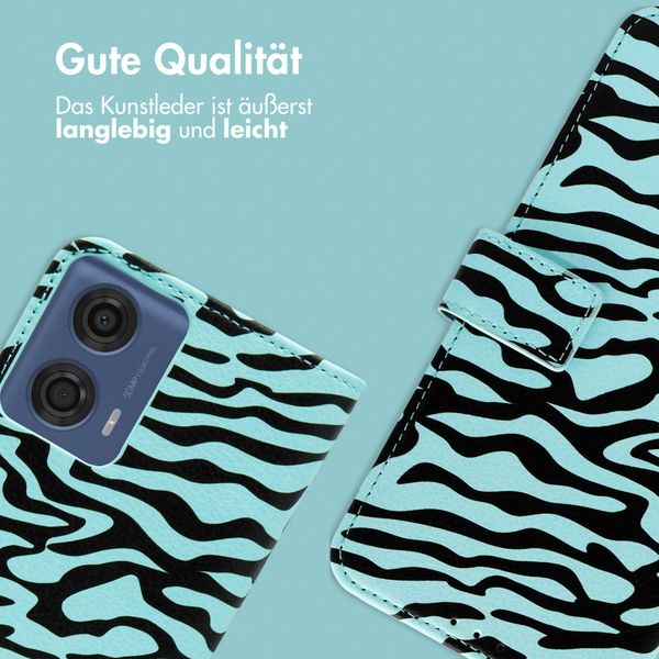 imoshion Design Klapphülle Motorola Moto G04 / G24 - Black Blue Stripes
