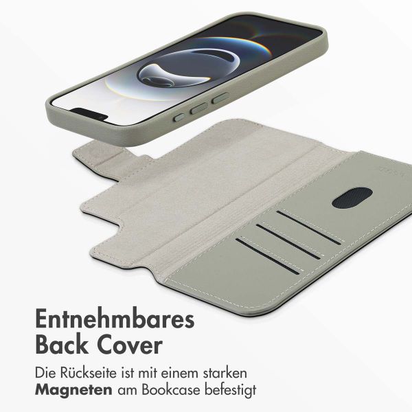 Accezz 2-in-1 Klapphülle aus Leder mit MagSafe Apple iPhone 16e - Light Grey