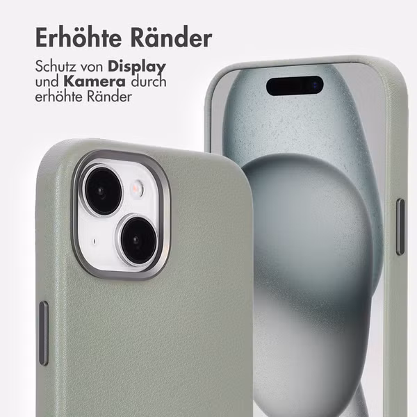 Accezz MagSafe Leather Backcover Apple iPhone 15 - Light Grey