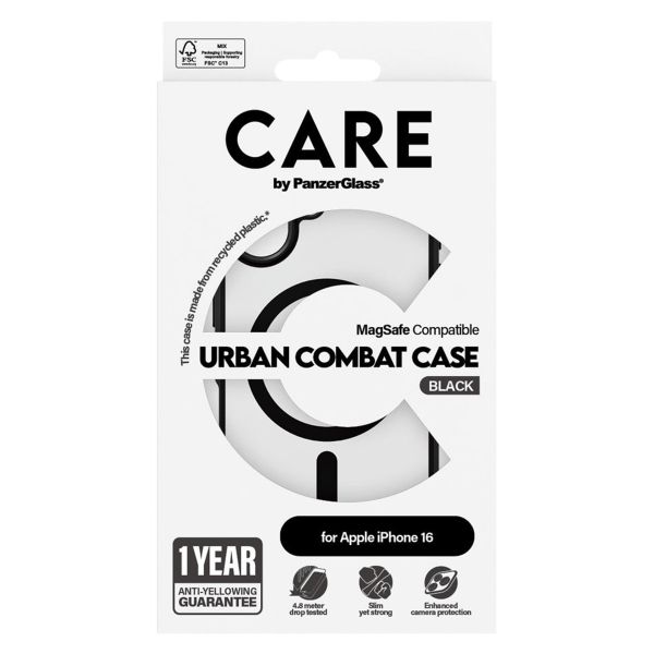 CARE by PanzerGlass Urban Combat Case MagSafe für das iPhone 16 - Schwarz