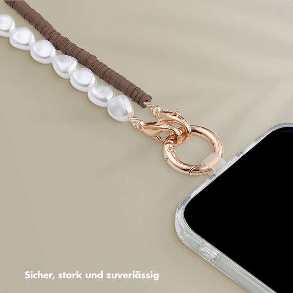 Selencia Handyketten Set mit Perlen und Elastikbändern - Mocha Brown