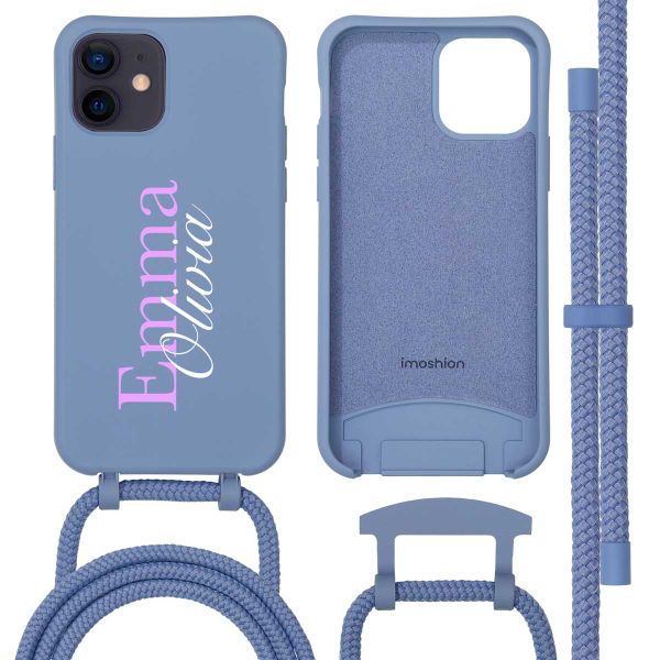 Personalisierte Color Backcover MagSafe mit abtrennbarem Band und Namen für iPhone 12 Pro - Ash Blue