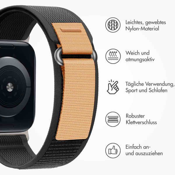 imoshion Nylon Trail Armband für das  Apple Watch Series 1 t/m 11 / SE / Ultra (44/45/46/49 mm) - Schwarz