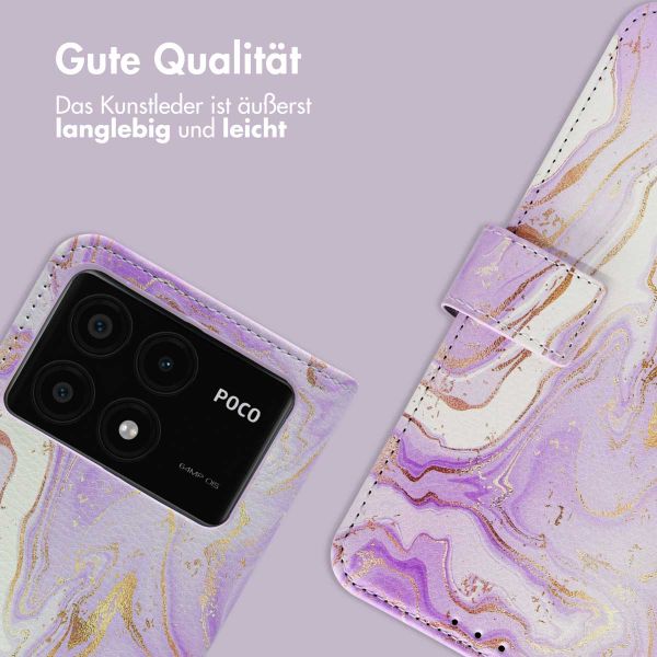 imoshion Design Klapphülle Xiaomi Poco X6 Pro - Purple Marble