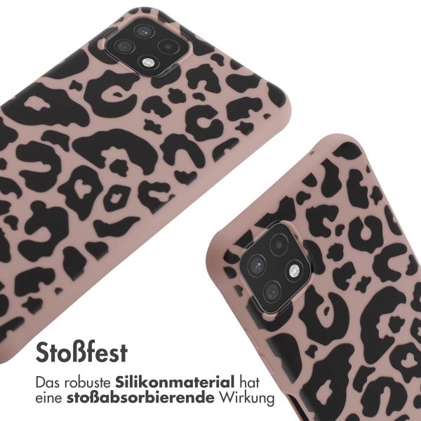 imoshion Silikonhülle design mit Band für das Samsung Galaxy A22 (5G) - Animal Pink