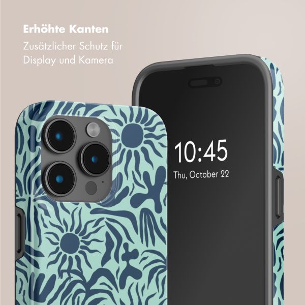 Selencia Vivid Tough Back Cover mit MagSafe für das iPhone 15 Pro Max - Tropical Vibes Light Blue