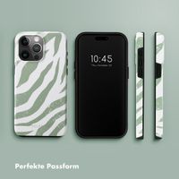 Selencia Vivid Tough Back Cover für das iPhone 15 Pro Max - Colorful Zebra Sage Green