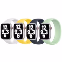 Apple 4 Pack Silikon Solo Loop für Apple Watch | 44/45/46/49 mm - Größe 12 - White / Canary Yellow / Storm Blue / Pistachio