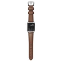 Nomad Traditionelles Lederarmband für die Apple Watch Series 1 bis 10 / SE / Ultra (2) (44/45/46/49 mm) - Braun/Silber