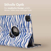 imoshion 360° drehbare Design Klapphülle Apple iPad Pro 11 (2022 / 2021 / 2020 / 2018) - White Blue Stripes