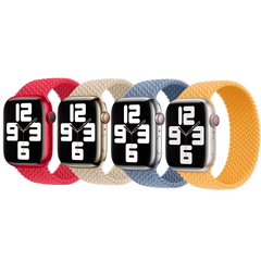 Apple 4 Pack Geflochtenes Solo Loop f&uuml;r Apple Watch | 44/45/46/49 mm - Gr&ouml;&szlig;e 6 - (PRODUCT)RED / Beige / Slate Blue / Maize
