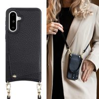 Selencia Nova Back Cover mit Kordel und Kartenhalter für das Samsung Galaxy A36 / A56 - Schwarz