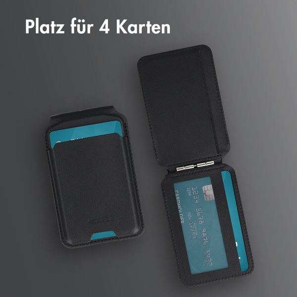 Accezz Magnetische Leder-Wallet mit Standfunktion - Geeignet für Apple Find My - Onyx Black