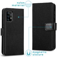 imoshion Luxuriöse Canvas-Klapphülle Samsung Galaxy A72 - Schwarz