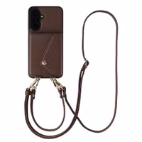 Selencia Sera HandyHülle mit Kordel und Umschlag-Kartenhalter Samsung Galaxy A18 / A17 / A26 - Chocolate Brown
