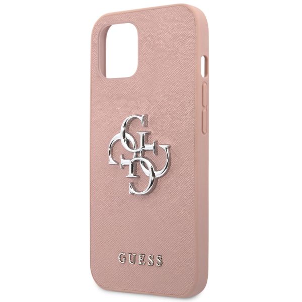 Guess 4G Metal Logo Saffiano Backcover Apple iPhone 13 - Rosa
