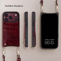 Selencia Nova Croco HandyHülle mit Kordel und Kartenhalter Apple iPhone 18 Pro / 17 Pro - Burgundy
