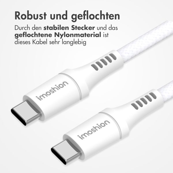 imoshion Magnetisches geflochtenes Kabel – USB-C auf USB-C – 1 Meter – Weiß