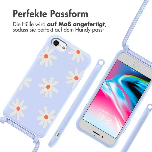 imoshion SilikonHülle design mit Band Apple iPhone SE (2022 / 2020) / 8 / 7 - Lila Flower Distance