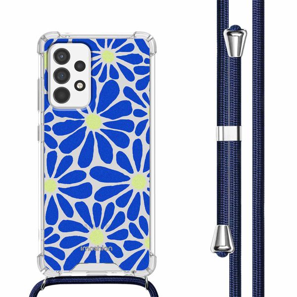 imoshion Design Hülle mit Band Samsung Galaxy A53 - Cobalt Blue Flowers Connect