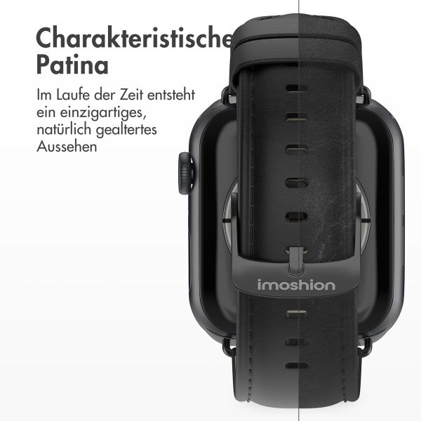 imoshion Klassisches Lederarmband für die Apple Watch Series 1 bis 9 / SE (38/40/41 mm) | Series 10 (42 mm) - Schwarz