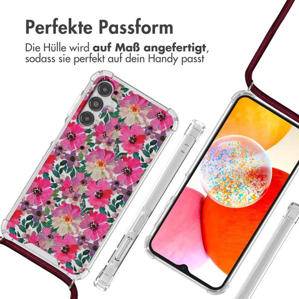 imoshion Design Hülle mit Band für das Samsung Galaxy A14 (5G/4G) - Flower Water