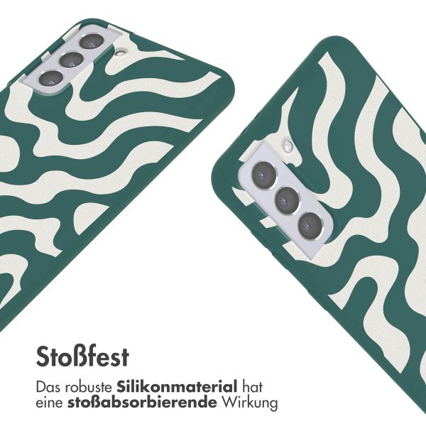 imoshion SilikonHülle design mit Band Samsung Galaxy S21 Plus - Petrol Green Groovy