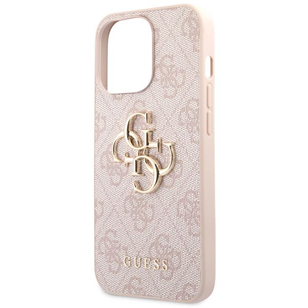 Guess 4G Metal Logo Back Cover Apple iPhone 13 Pro - Roze & Goud / Pink & Gold