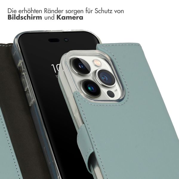 Selencia Echtleder Klapphülle für das iPhone 14 Pro - Air Blue