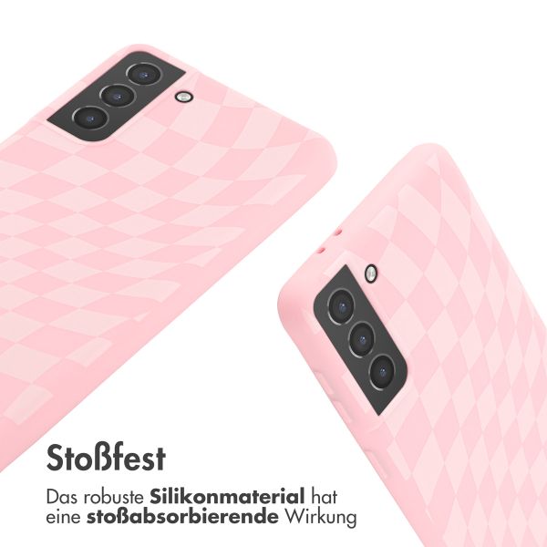 imoshion Silikonhülle design mit Band für das Samsung Galaxy S21 Plus - Retro Pink