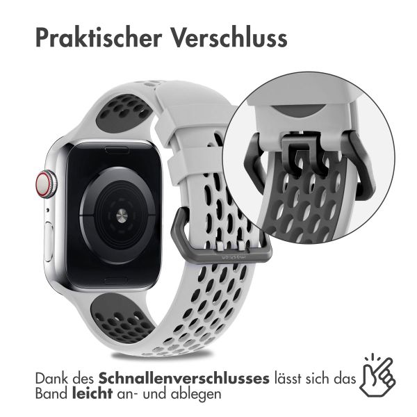 imoshion Silikonsportarmband Buckle für das Apple Watch Series 1-9 / SE - 38/40/41 mm / Series 10 - 42 mm - Grau / Schwarz