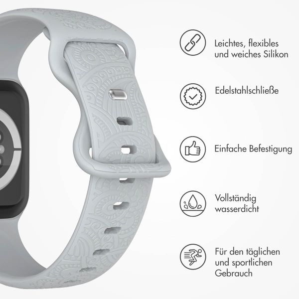 imoshion Graviertes Silikonarmband für die Apple Watch Series 1-10 / SE / Ultra (2) (44/45/46/49 mm) - Grau