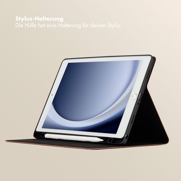 Selencia Sabi Klapphülle mit Leopardenmuster Samsung Galaxy Tab A9 Plus - Mocha Brown