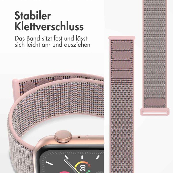 imoshion Nylon Armband fur die Apple Watch Series 1 bis 10 SE Ultra 2 44 45 46 49 mm Pink Sand Handyhuellen