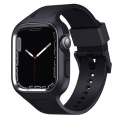 Uniq Monos 2-in-1 Apple Watch Armband mit Hybrid Hülle für die Apple Watch 4 bis 9 / SE (44/45 mm) - Midnight Black