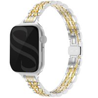 Selencia Jubilee inspiriertes schmales Edelstahlarmband für die Apple Watch Series 1 bis 9 / SE (38/40/41 mm) | Series 10 (42 mm) - Silber & Gold