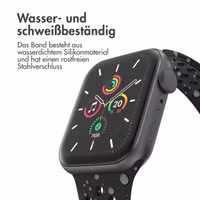 imoshion Silikon Sport⁺ Armband für  Apple Watch Series 1 - 9 / SE (38/40/41 mm) | Series 10 / 11 (42 mm) - Größe M/L - Schwarz