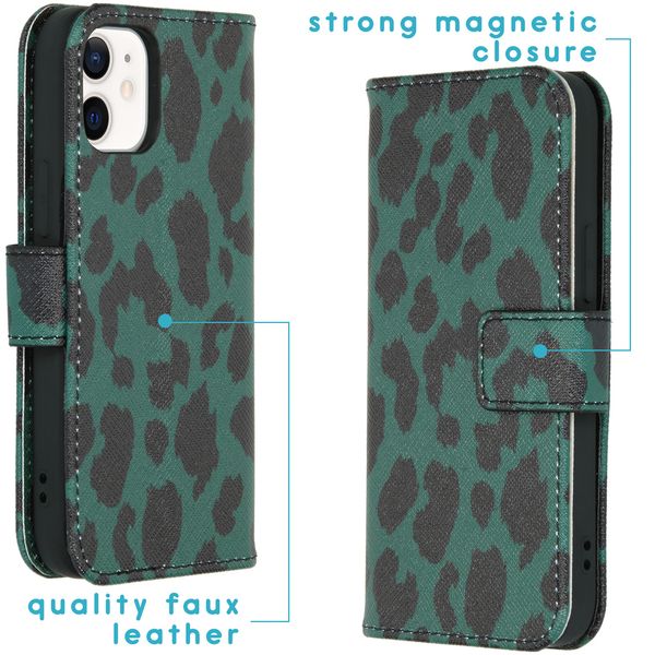 imoshion Design TPU Klapphülle iPhone 12 Mini - Green Leopard