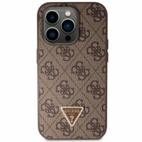 Guess 4G Logo Triangle Strass Back Cover für das iPhone 15 Pro - Braun