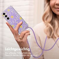 imoshion Design Hülle mit Band Samsung Galaxy S23 - Tropical Violet Flowers Connect