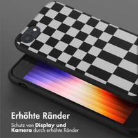 Selencia SilikonHülle design mit abnehmbarem Band Apple iPhone SE (2022 / 2020) / 8 / 7 - Irregular Check Black